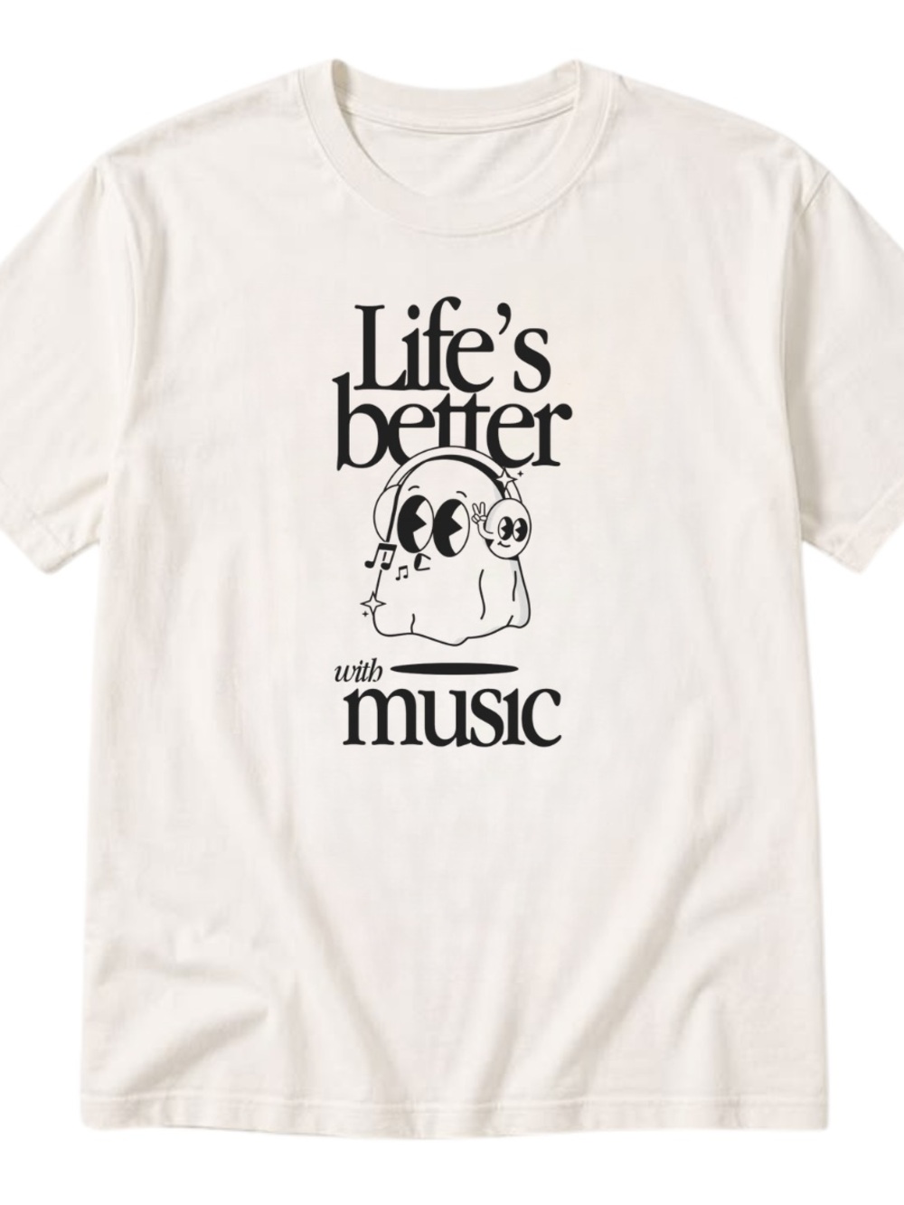 Gildan White "Life's Better with Music" Graphic Tee